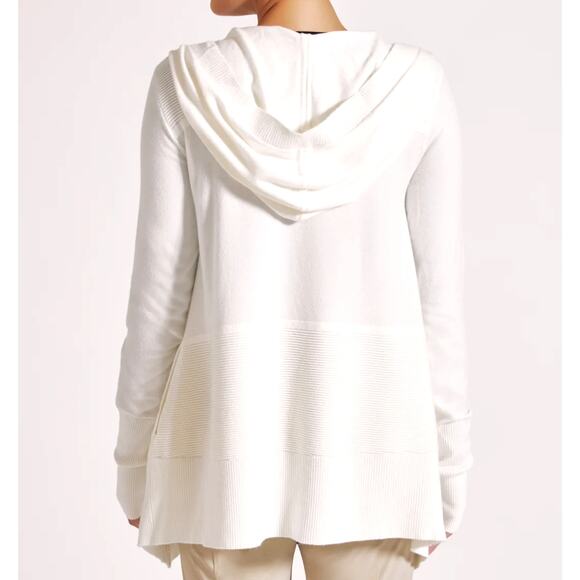 BLANC NOIR CARDIGAN Women's Size Large White CROPPED PORTALA Lightweight HOODED - Picture 2 of 6